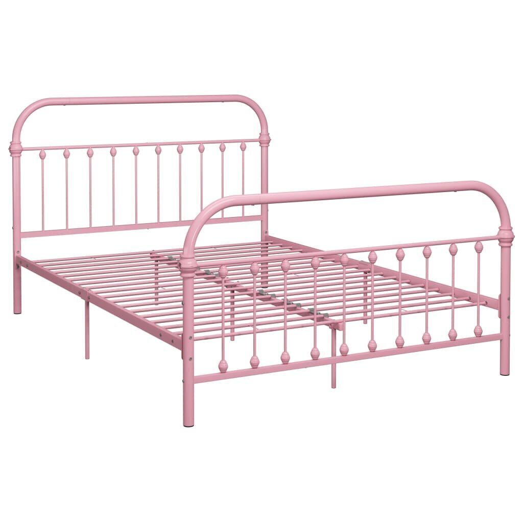 vidaXL gultas rāmis, rozā metāls, 120x200 cm cena un informācija | Gultas | 220.lv