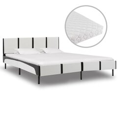 vidaXL gulta ar matraci, balta un melna, 180x200 cm, mākslīgā āda цена и информация | Кровати | 220.lv