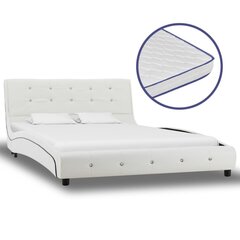 vidaXL gulta ar atmiņas efekta matraci, balta mākslīgā āda, 120x200 cm цена и информация | Кровати | 220.lv