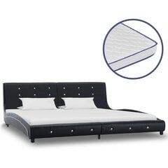 vidaXL gulta ar atmiņas efekta matraci, melna mākslīgā āda, 180x200 cm cena un informācija | Gultas | 220.lv