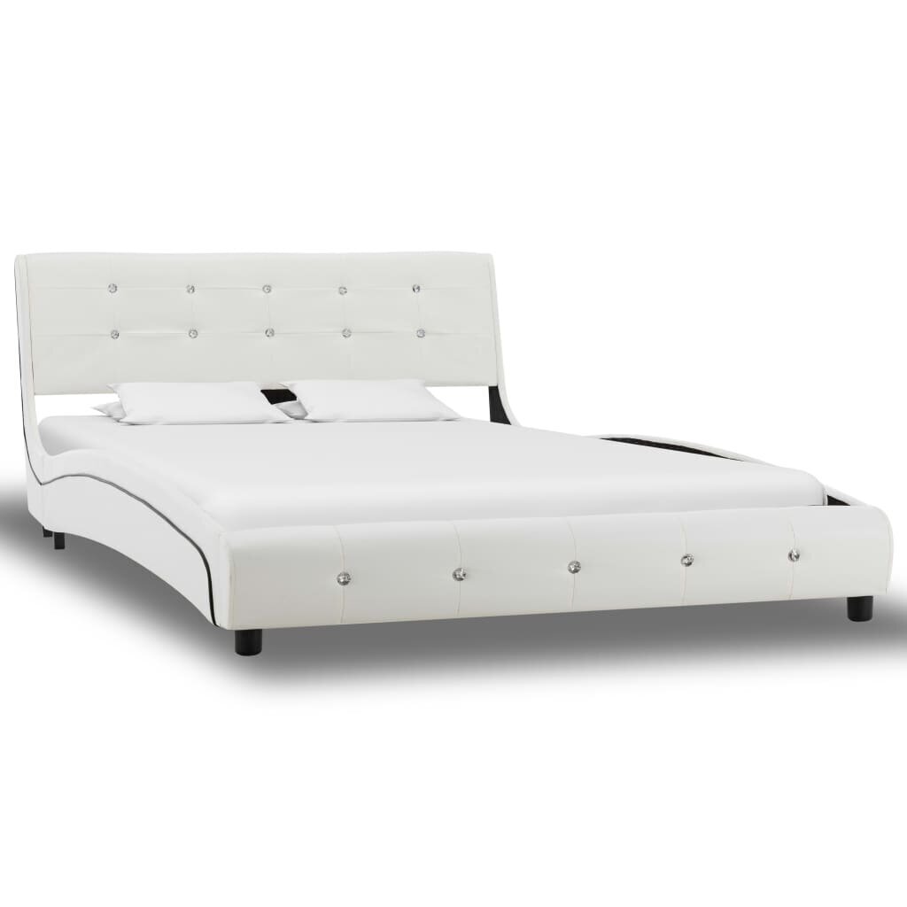 vidaXL gulta ar matraci, balta, 120x200 cm, mākslīgā āda cena un informācija | Gultas | 220.lv