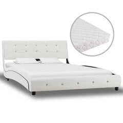 vidaXL gulta ar matraci, balta, 120x200 cm, mākslīgā āda cena un informācija | Gultas | 220.lv