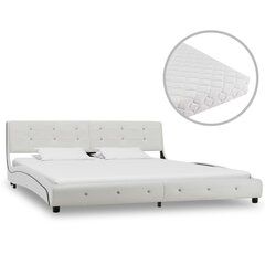 vidaXL gulta ar matraci, balta, 180x200 cm, mākslīgā āda цена и информация | Кровати | 220.lv