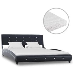 vidaXL gulta ar matraci, melna, 140x200 cm, mākslīgā āda cena un informācija | Gultas | 220.lv