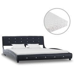 vidaXL gulta ar matraci, melna, 160x200 cm, mākslīgā āda цена и информация | Кровати | 220.lv