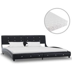 vidaXL gulta ar matraci, melna, 180x200 cm, mākslīgā āda cena un informācija | Gultas | 220.lv