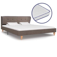 vidaXL gulta ar atmiņas efekta matraci, pelēkbrūns audums, 180x200 cm cena un informācija | Gultas | 220.lv