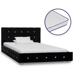 vidaXL gulta ar atmiņas efekta matraci, melns samts, 90x200 cm cena un informācija | Gultas | 220.lv