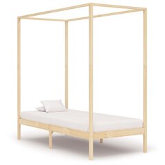 vidaXL gultas rāmis ar nojumi, 100x200 cm, priedes masīvkoks cena un informācija | Gultas | 220.lv