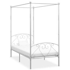 vidaXL gultas rāmis ar nojumi, balts metāls, 90x200 cm цена и информация | Кровати | 220.lv