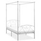 vidaXL gultas rāmis ar nojumi, balts metāls, 90x200 cm цена и информация | Gultas | 220.lv
