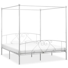 vidaXL gultas rāmis ar nojumi, balts metāls, 180x200 cm cena un informācija | Gultas | 220.lv