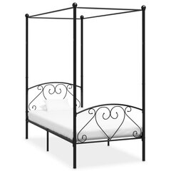 vidaXL gultas rāmis ar nojumi, melns, metāls, 100x200 cm cena un informācija | Gultas | 220.lv
