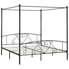 vidaXL gultas rāmis ar nojumi, melns, 180x200 cm, metāls цена и информация | Кровати | 220.lv