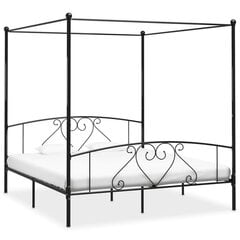 vidaXL gultas rāmis ar nojumi, melns, 180x200 cm, metāls cena un informācija | Gultas | 220.lv