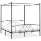 vidaXL gultas rāmis ar nojumi, melns, 180x200 cm, metāls cena un informācija | Gultas | 220.lv