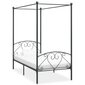 vidaXL gultas rāmis ar nojumi, pelēks, metāls, 100x200 cm cena un informācija | Gultas | 220.lv