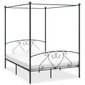 vidaXL gultas rāmis ar nojumi, pelēks, metāls, 140x200 cm cena un informācija | Gultas | 220.lv