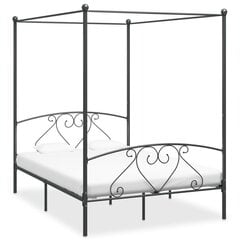 vidaXL gultas rāmis ar nojumi, pelēks, metāls, 160x200 cm cena un informācija | Gultas | 220.lv