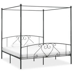vidaXL gultas rāmis ar nojumi, pelēks, metāls, 200x200 cm цена и информация | Кровати | 220.lv