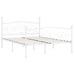 vidaXL gultas rāmis ar redeļu pamatni, balts, 200x200 cm, metāls цена и информация | Кровати | 220.lv