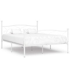 vidaXL gultas rāmis ar redeļu pamatni, balts, 200x200 cm, metāls цена и информация | Кровати | 220.lv
