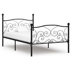 vidaXL gultas rāmis ar redeļu pamatni, melns, 100x200 cm, metāls cena un informācija | Gultas | 220.lv