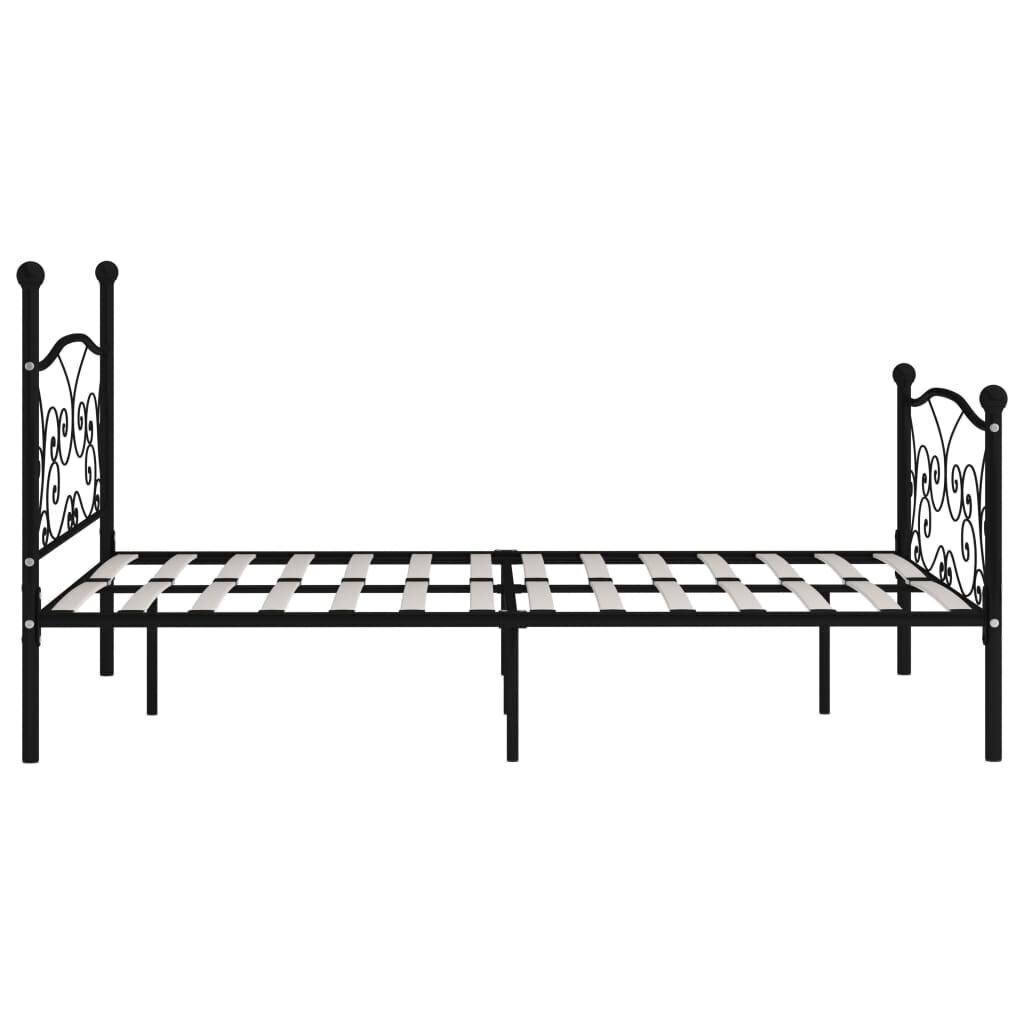 vidaXL gultas rāmis ar redeļu pamatni, melns, 120x200 cm, metāls cena un informācija | Gultas | 220.lv