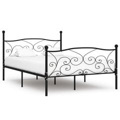 vidaXL gultas rāmis ar redeļu pamatni, melns, 120x200 cm, metāls цена и информация | Кровати | 220.lv