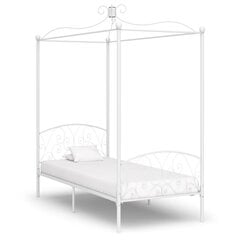 vidaXL gultas rāmis ar nojumi, balts, metāls, 90x200 cm цена и информация | Кровати | 220.lv