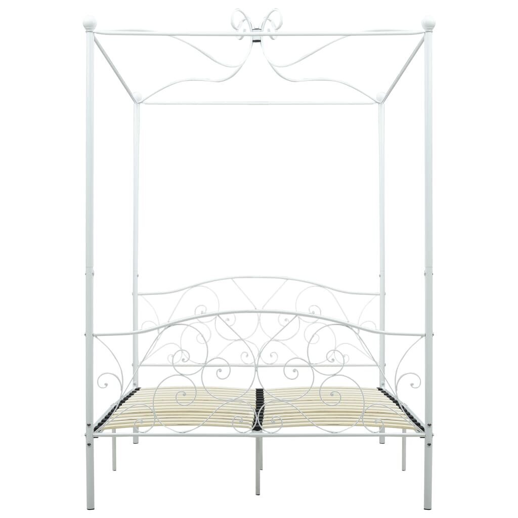 vidaXL gultas rāmis ar nojumi, balts, metāls, 120x200 cm цена и информация | Gultas | 220.lv