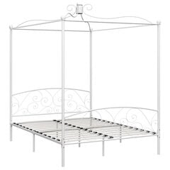 vidaXL gultas rāmis ar nojumi, balts, metāls, 180x200 cm cena un informācija | Gultas | 220.lv