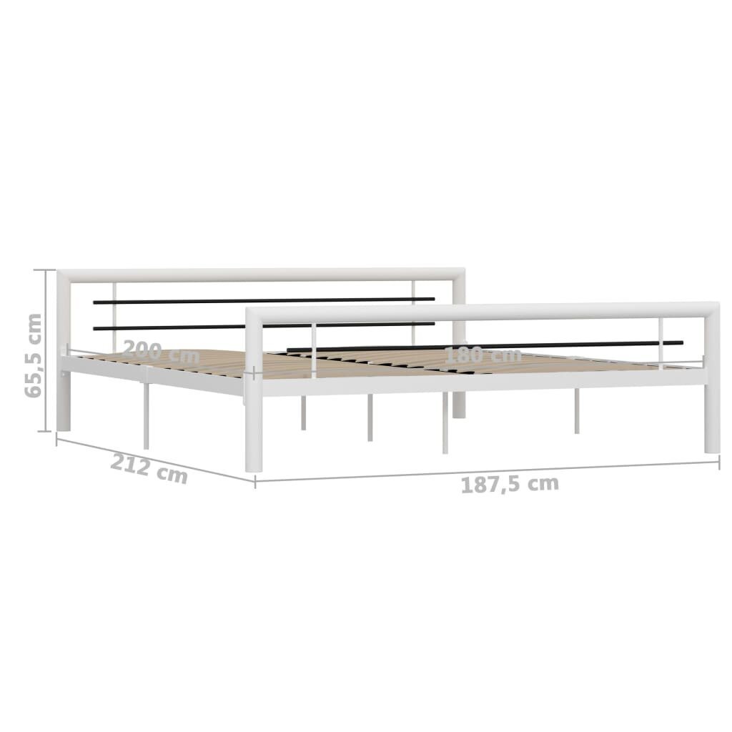 vidaXL gultas rāmis, balts ar melnu, metāls, 180x200 cm cena un informācija | Gultas | 220.lv