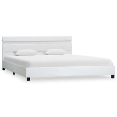 vidaXL gultas rāmis ar LED, balta mākslīgā āda, 160x200 cm цена и информация | Кровати | 220.lv
