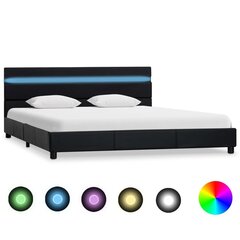 Черная кровать с LED полоской, 140 x 200 см цена и информация | Кровати | 220.lv