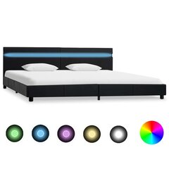 vidaXL gultas rāmis ar LED, melna mākslīgā āda, 180x200 cm цена и информация | Кровати | 220.lv