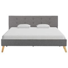 Деревянная кровать с тканевой отделкой, 200 x 140 см, светло-серый цена и информация | Кровати | 220.lv