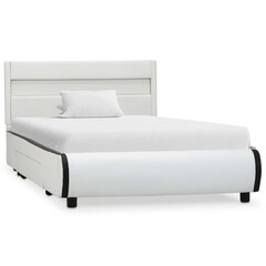 vidaXL gultas rāmis ar LED, balta mākslīgā āda, 100x200 cm cena un informācija | Gultas | 220.lv