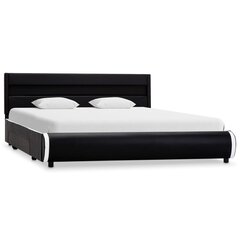 vidaXL gultas rāmis ar LED, melna mākslīgā āda, 140x200 cm цена и информация | Кровати | 220.lv
