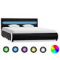vidaXL gultas rāmis ar LED, melna mākslīgā āda, 140x200 cm цена и информация | Gultas | 220.lv
