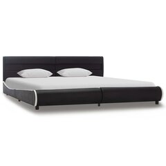 vidaXL gultas rāmis ar LED, melna mākslīgā āda, 180x200 cm cena un informācija | Gultas | 220.lv