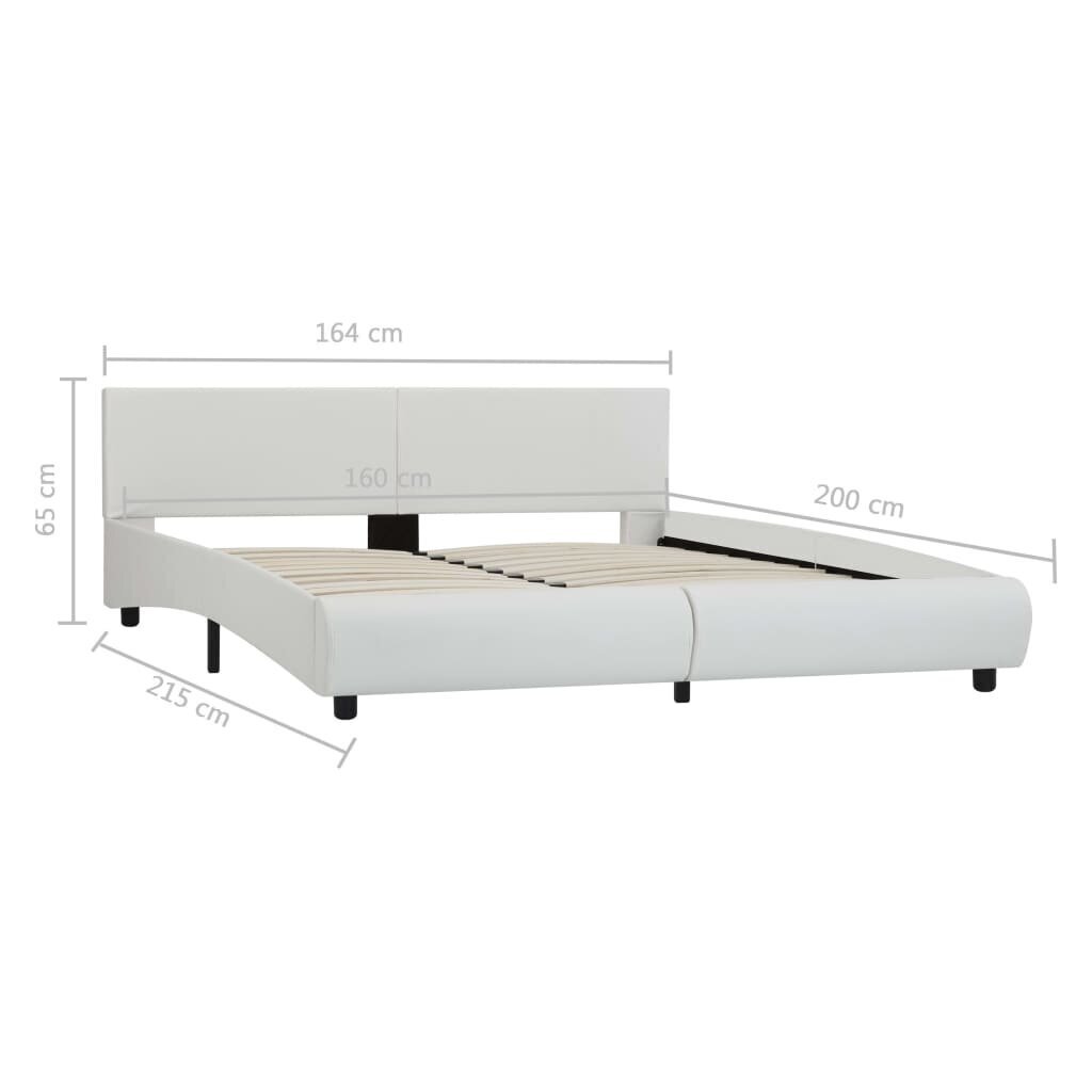 vidaXL gultas rāmis, balta mākslīgā āda, 160x200 cm cena un informācija | Gultas | 220.lv