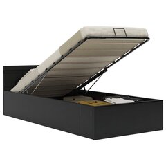 vidaXL hidraulisks gultas rāmis ar LED, melna mākslīgā āda, 90x200 cm цена и информация | Кровати | 220.lv