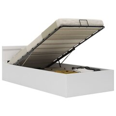 vidaXL gulta ar hidraulikas mehānismu un LED, balta mākslīgā āda цена и информация | Кровати | 220.lv