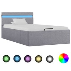 vidaXL gultas rāmis ar LED, hidraulikas mehānisms, gaiši pelēks audums цена и информация | Кровати | 220.lv