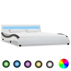 vidaXL gultas rāmis ar LED, balta un melna mākslīgā āda, 120x200 cm цена и информация | Кровати | 220.lv