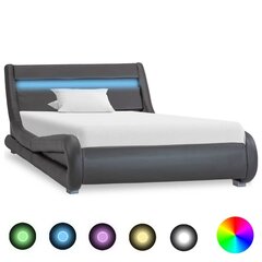 vidaXL gultas rāmis ar LED, pelēka mākslīgā āda, 90x200 cm цена и информация | Кровати | 220.lv