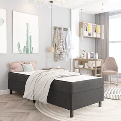 vidaXL gulta ar atsperu matraci, tumši pelēks audums, 90x200 cm цена и информация | Кровати | 220.lv