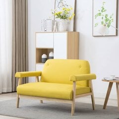 vidaXL dīvāns, divvietīgs, dzeltens audums цена и информация | Диваны | 220.lv