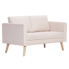 vidaXL divvietīgs dīvāns, krēmkrāsas audums цена и информация | Диваны | 220.lv